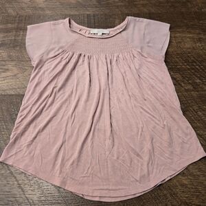 Loft Pink Short Sleeve Top Dusty Rose Blouse Pastel Casual Work Office Preppy XS